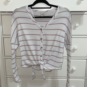 Paper Crane Long Sleeve Pink and white shirt